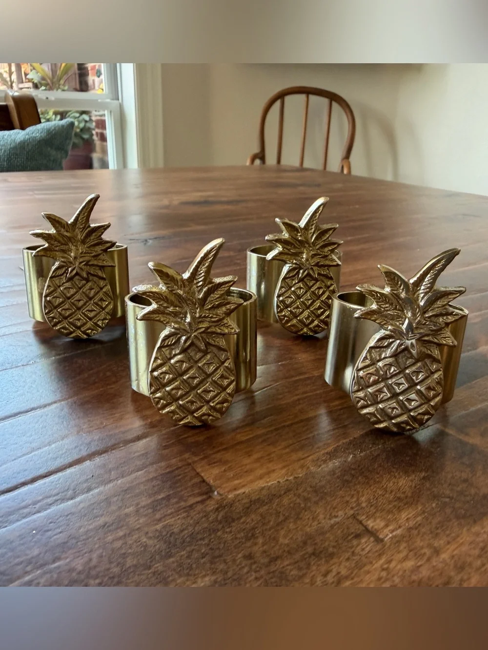 Gold Pineapple Napkin Rings - Set of 4